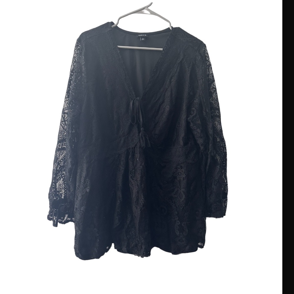 Torrid black sheer floral blouse